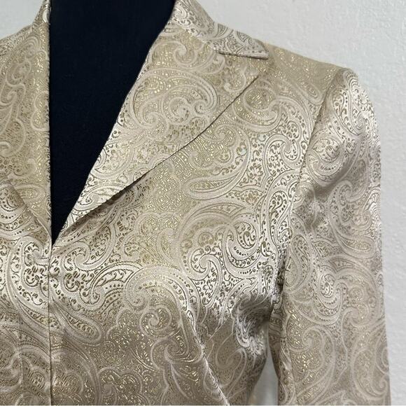 Vintage Gold Paisley Formal Midi Jacket size US 6 Pink Satin lined - Picture 3 of 10